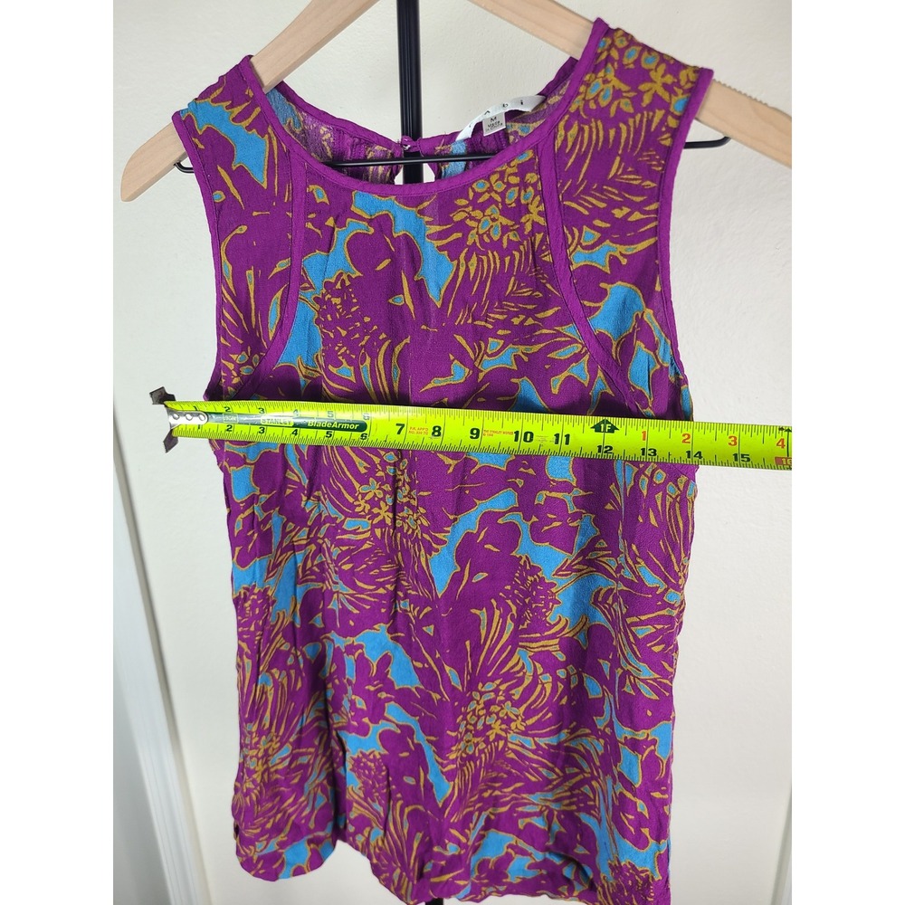 Cabi Purple Floral Sleeveless Rayon Blouse Top Style 243 Women Medium - Picture 4 of 8